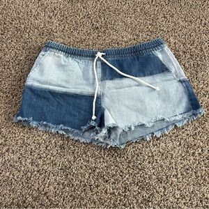 Aerie Two-Tone Blue Jean Shorts
